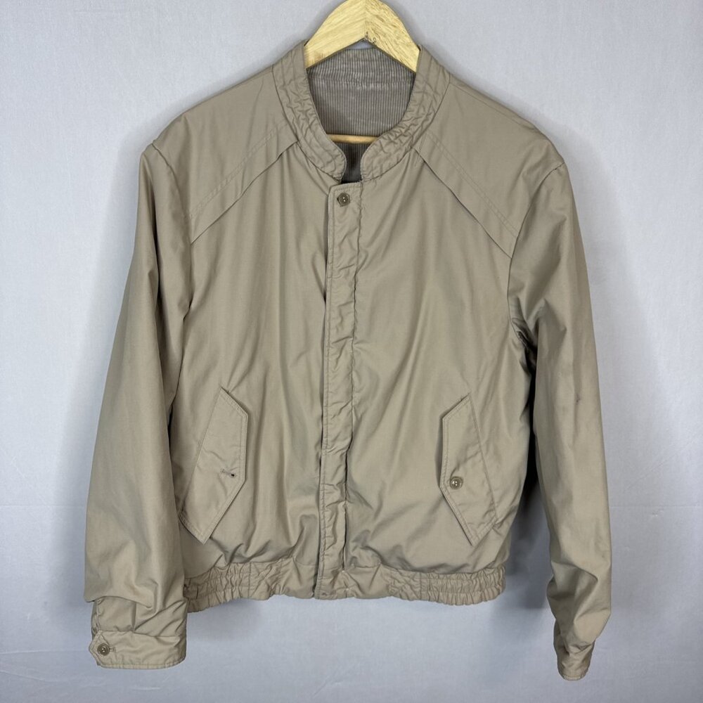 Vintage Port Crest Reversible Harrington Style Jacket Corduroy Nylon Tan Men’s M
